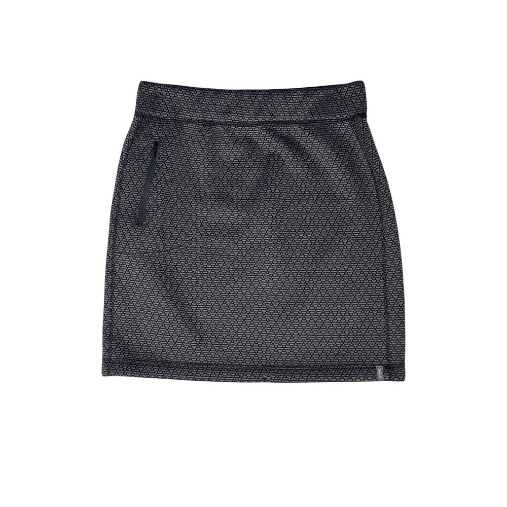 Woolrich Womens Small Knit Skirt Black Gray Textured Fleece Straight Knee Length